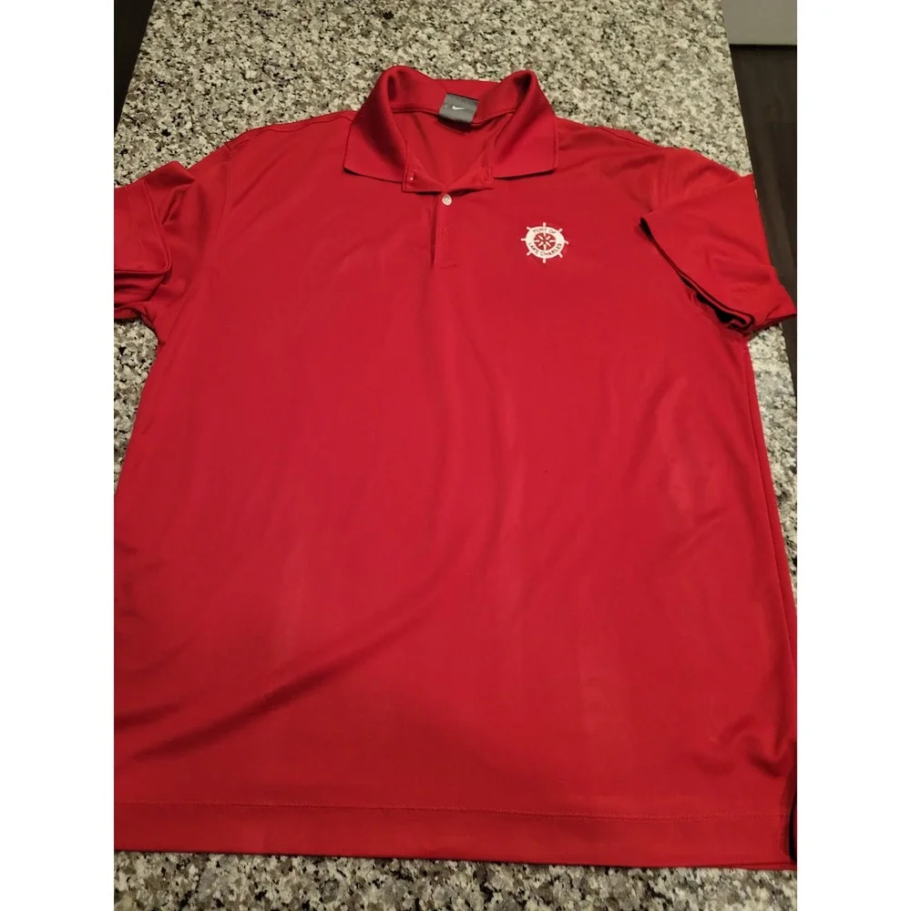 Nike Golf Dri-FIT Polo Shirt Mens XL Red Port of Lake Charles Logo Short Sleeve‎